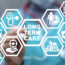 professional pointing to a "Long Term Care" graphic surrounded by healthcare icons including a stethoscope, hospital, medication, and insurance symbols trying to under the cost of disability